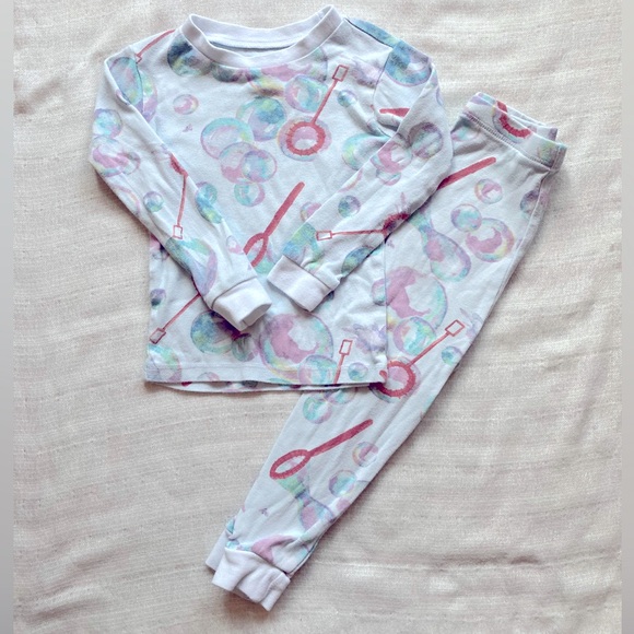 Burt’s Bees Baby Blowing Bubbles Print Organic Cotton Pajamas, Watercolor - Picture 1 of 8